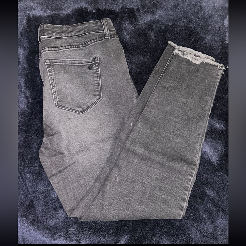 William Rast Dark Gray / Washed Black Skinny Jeans with Frayed Hem
